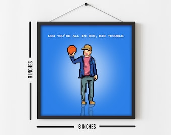 Billy Madison Movie Art Print 8-Bit Pixel Art Minimalist Movie Poster Adam Sandler 8-Bit Print 8x8" Inches
