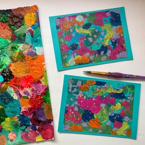 Conjunto de presente de 2 cartões de acrílico abstrato brilhante, cartão de felicitações original de estoque pesado, cartão de agradecimento, cartão de aniversário, cartão para todas as ocasiões, cartão em branco