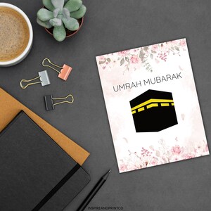 Cartão Umrah Mubarak, Arte de Parede da Caaba, Presente Muçulmano, Cartão de Saudação Islâmico, Presente Islâmico para Imprimir