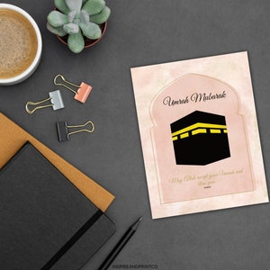 Cartão Umrah Mubarak, Arte de Parede da Caaba, Presente Muçulmano, Cartão de Saudação Islâmico, Presente Islâmico para Imprimir
