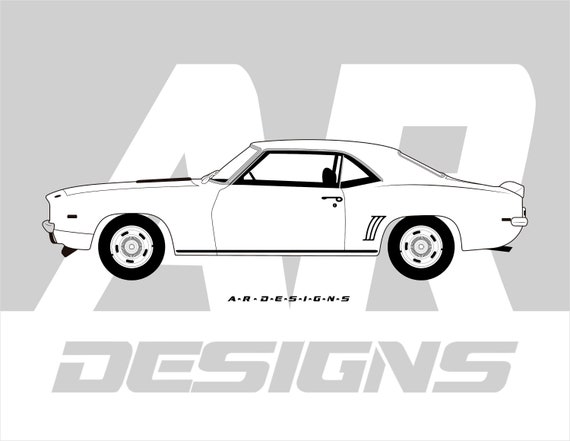 Chevrolet Camaro SS 1969 Side View Car Silhouette Svg Jpg - Etsy