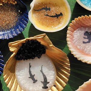 Sea Shell Ring Dishes, handmade, resin, tea light holders, jewelry holder, beachy, hand crafted, wedding gift seashell