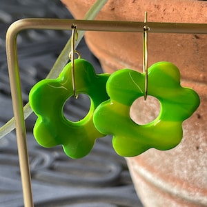 Flower Power Polymer Clay Earrings Blue, Green, or Red
