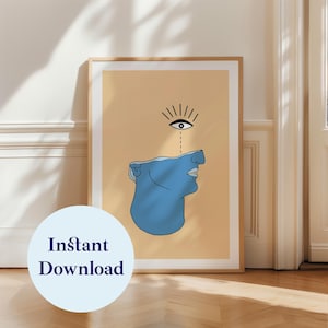Surreal Greek Statue Eye Print: Artful Room Decor (Digital Download A4/A3 Size)