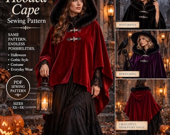 Gothic Halloween Cloak Cape Pattern: Convertible Cloak Pattern | Raincoat Pattern | Scottish Cloak | Poncho Pattern  Goth (Digital Download)