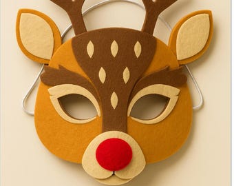 Kid's Reindeer Buck Felt Mask Sewing Pattern: Kid's Woodland Animal Cosplay Costume PDF Download, Letter Size
