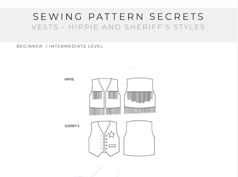 Hippi Western Vest & Sheriff Vest Cowboy Vest Sewing Patterns Cosplay ...