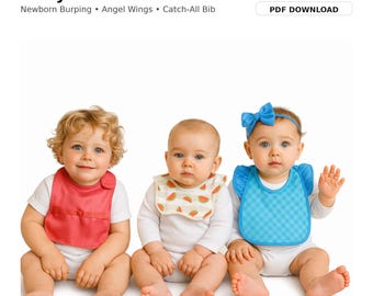 Grow-a-long 3 Bib bundle Sewing Patterns 1) Burping bib, 2)Baby Angels Wings 3) Toddler Catch-All Beginner-Friendly Letter Sized PDFs Only
