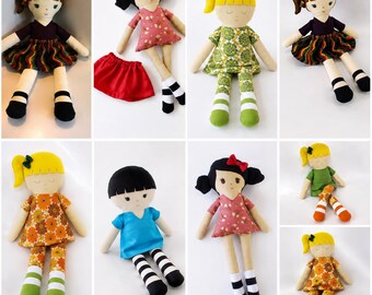 18 inch Rag  4 in 1 Doll Sewing Patterns, Around the World Easy to Sew