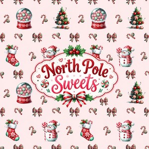 Peppermint Christmas Seamless Pattern PNG | Candy Cane Holiday Digital Paper (Digital Download)