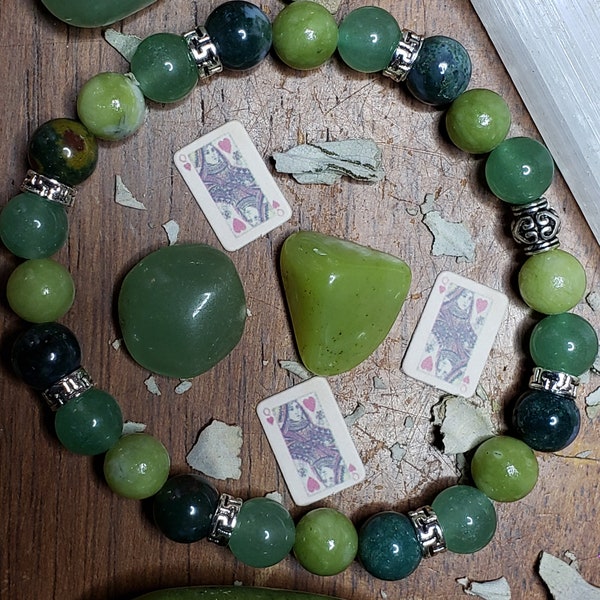 Green Aventurine, Green Jade, & Moss Agate Bespoke Bracelet