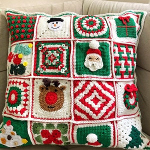 Custom Design Crochet Christmas Pillow Coverxmas Santa Granny - Etsy