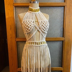 Boho makraméklänning, handgjorda festivalkläder, elegant cocktailkostym, stickade strandkläder, hippie sommarhelenistisk klänning, boho strandbröllop