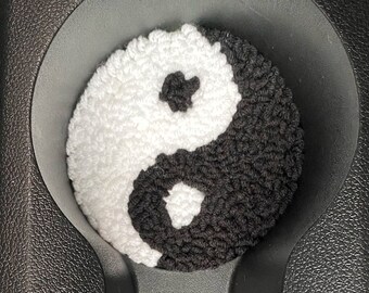Set of Two Customizable Punch Needle Car Coasters,Decorative Y2k Fun Mug Rugs,Fun Car Accessories,Handmade Drink Coasters Cold Drink Coaster