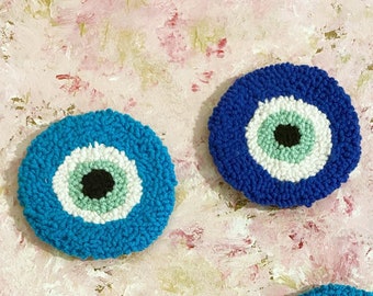 Set of 2 Evil Eye Car Coasters,Cute Protection Car Accessories,Customizable Car Decor,New Car Gift,Car Cup Holder,Cute Car Decor Gift Ideas,