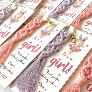 1-100 PCS WHOLESALE Macrame Keychain Note,BULK Welcome Baby Favor,Baptism Babyshower Baby Gender Reveal Birthday Welcoming Favors