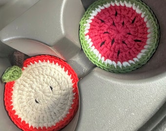 Custom Car Coasters,Cute Car Accessories,Crochet Car Decor,New Car Gift,Fruits Flower Car Cup Holder,Cute Car Decor Gift Ideas for her