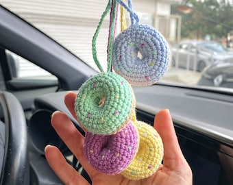 アクセサリー COCO'S Handmade Crochet Donut Car Mirror Charm, Amigurumi Car Accessories