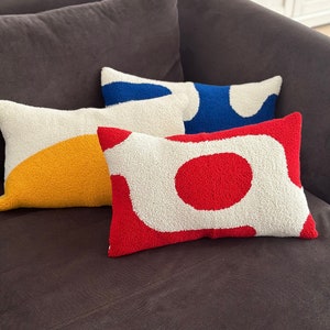 Handmade Punch Needle Pillow Cover,Decorative Embroidered Cushion Cover,Modern Colorful Home Decor,Fun Home Decor Rug Throw Pillow,Art Deco