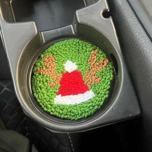 Christmas Car Coasters,Cute Women Car Accessories,New Year Car Decor Aesthetic,New Car Gift,Car Cup Holder Cover,Santa Auto Accessories,