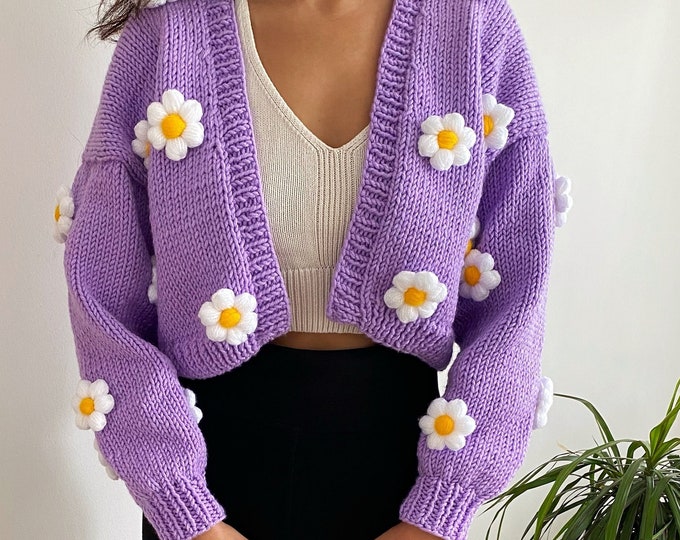 【GRAVER】23FW★ Pink Flower Dot Embroidery Crop S/S Knit Cottagecore_Cherry_Blossoms_Fl
