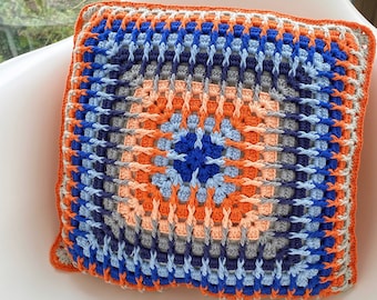 Unique Granny Square Pillowcase,Handmade Crochet Cushion Cover,Retro Patchwork Throw Pillow,Vintage Home Decor,Housewarming Gift,Sofa Pillow