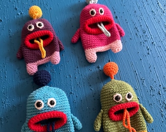 Handmade Cute Crochet Keychain Holder,Fun Crochet Monster Keychain, Crochet Key Holder, Custom Design Keychain, Handmade Bulk Favors Gifts