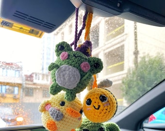 Niedliche Auto Spiegel hängenden Zubehör, häkeln Auto Aufhänger, Honig Biene Zubehör, Frauen Teen Frosch Ornament, Boho Charm Decor