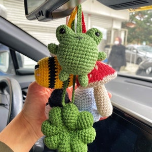 Leuke autospiegel hangende accessoires voor vrouwen, tieners, achteruitkijkspiegel autodecor, bij kawaii auto-accessoire gehaakte kikker, octopus