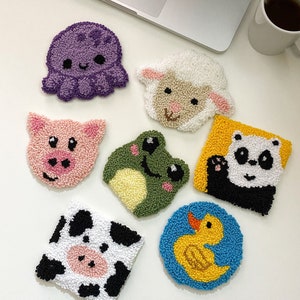 Customizable Hand Tufted Punch Needle Coaster,Decorative Y2k Fun Mug Rugs,Fun Home Decor Rug,Handmade Mug Rug,Drink Coasters,Dorm Desk Decor