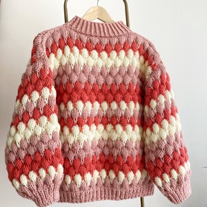 Hand Knit Chunky Bubble Jumper,Unisex Over Size Sweater,Handmade   Pullover,Soft Personalized Gift for her,Y2k Style,Winter Knit Outfit,