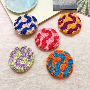 Customizable Hand Tufted Punch Needle Coaster,Decorative Y2k Fun Mug Rugs,Fun Home Decor Rug,Handmade Mug Rug,Drink Coasters,Dorm Desk Decor