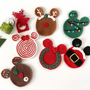 Set of Crochet Christmas Coasters,Handmade Christmas Ornament,Xmas Drink Coasters,Noel House Gifts,New Year Decoration,Holiday Gift Tablemat