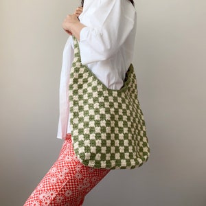 Handmade Checkerboard Crochet Bag,Hand Knit Purse,Knitted Cross Body Bag,Knit Accessories,Checkered  Tote Bag,knit pattern,Unique Gift Ideas