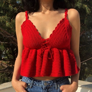 Handknitted Crochet Top,Summer Women Tank Top,Festival Crop Halter with Adjustable Ties,Gypsy Yoga Top,Y2k soft girl style,Cute Gift for her