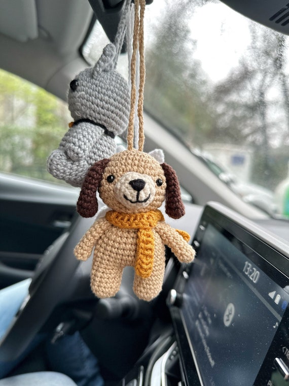 Niedlicher gehäkelter Hund Autospiegel Anhänger,Amigurumi Katze Auto  Zubehör,neues Auto Geschenk,Kitty Autospiegel hängen,Auto  Interieur,Rückspiegel Anhänger -  Schweiz