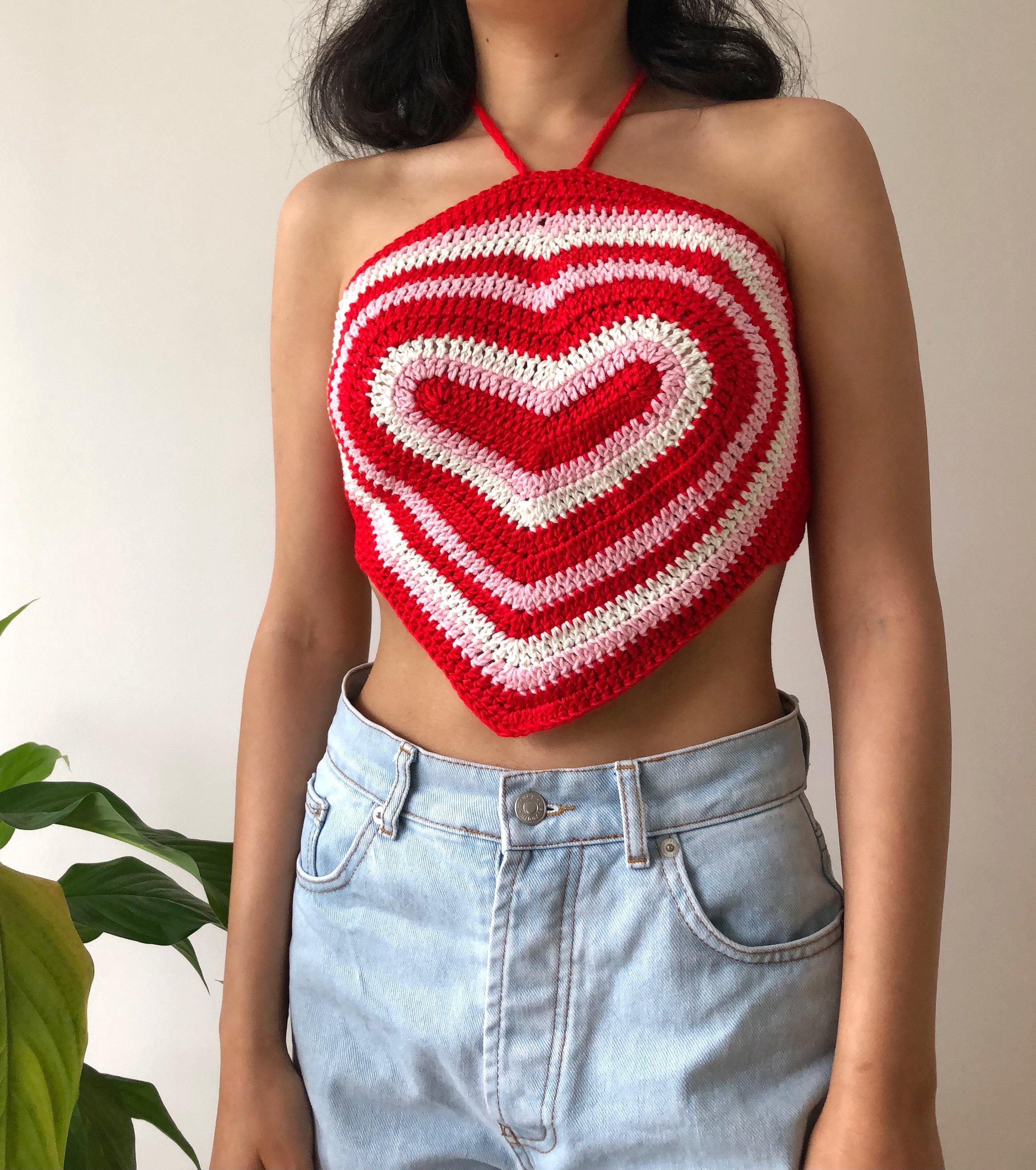 90s Vintage Heart Crochet Halter Topsummer Women Crochet Tank Sweden
