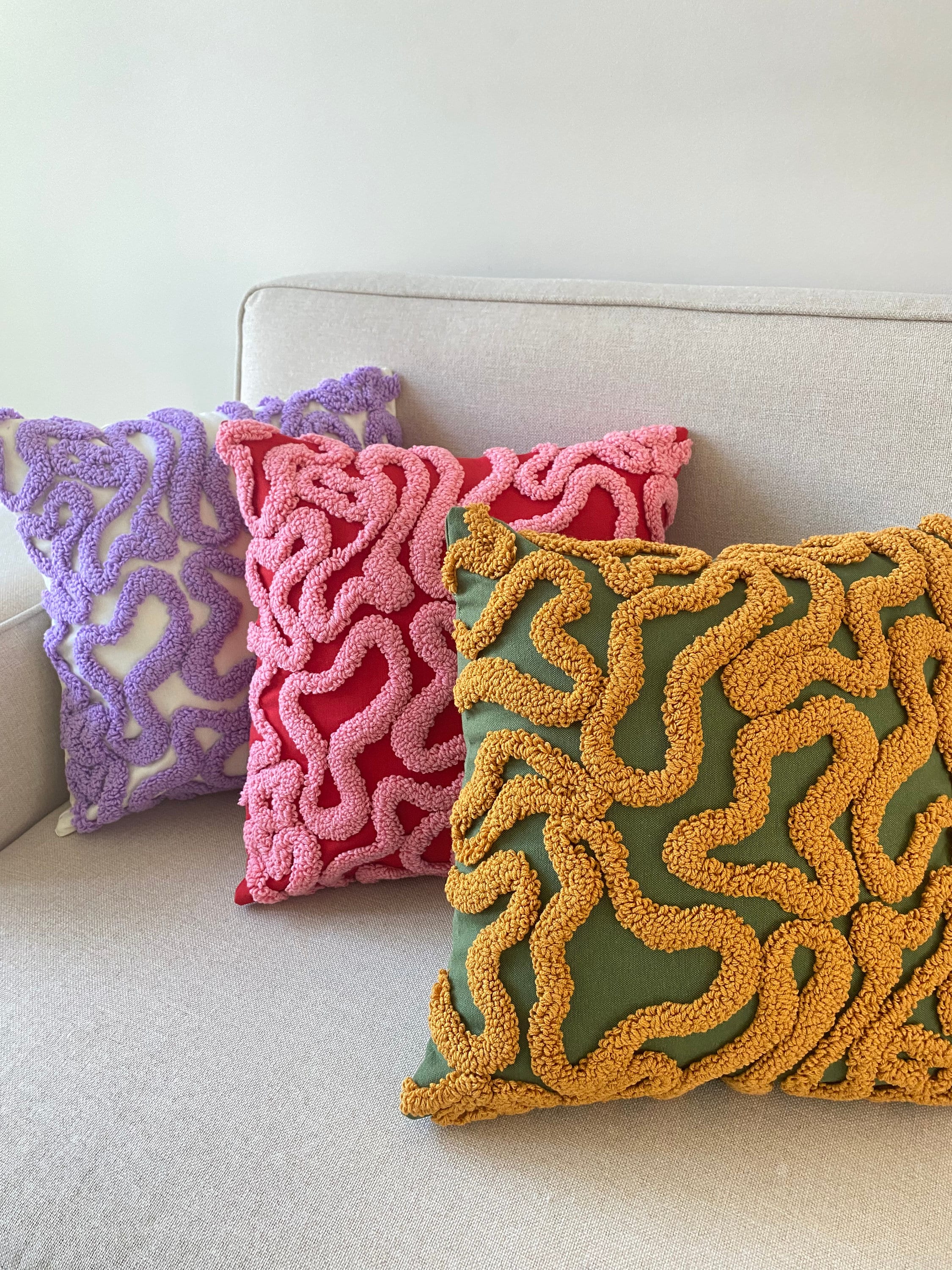 Groovy Punch Needle Pillow Cover,cosy Decorative Embroidered Cushion  Cover,wavy Aesthetics,colorful Rug Cushion,abstract Throw Pillow Cover -   Norway
