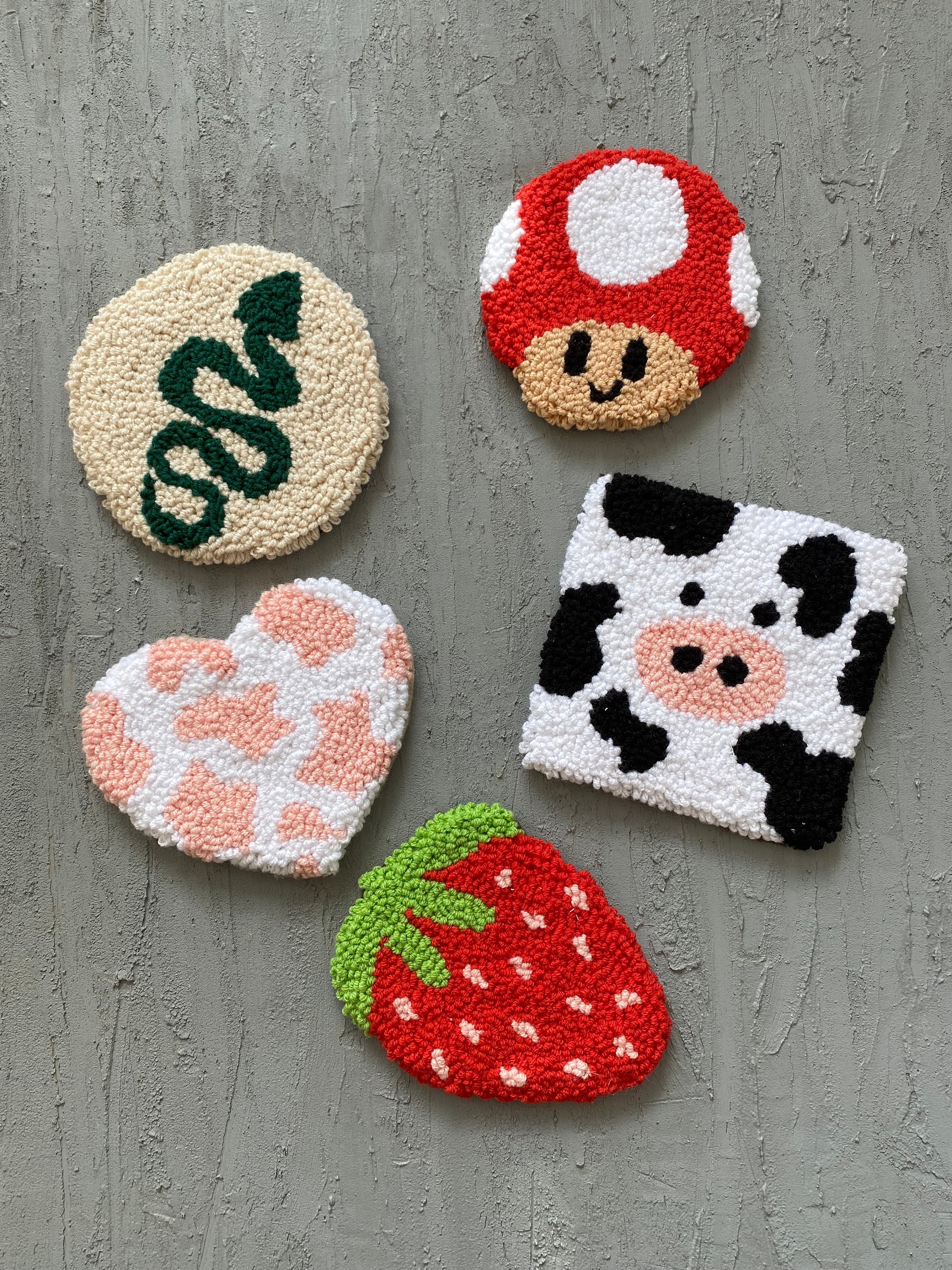 Customizable Hand Tufted Punch Needle Coaster,decorative Y2k Fun