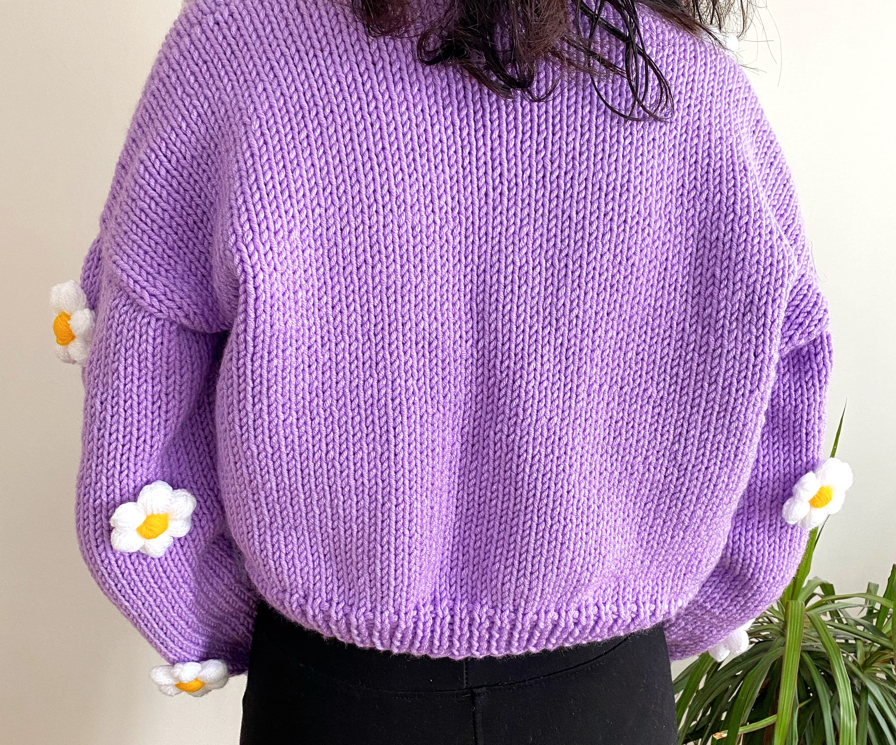 Handknit Chunky Cloud Cardigan Embroidery, Soft Punch Needle