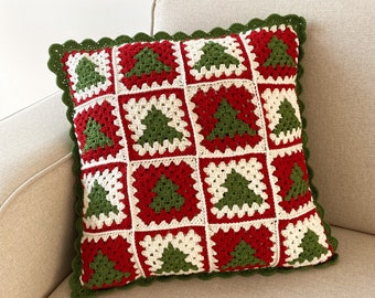 MOCOFO Christmas Patchwork Pillow Cover - 18x18 Inch Cotton Knit, Red & Green - View #8