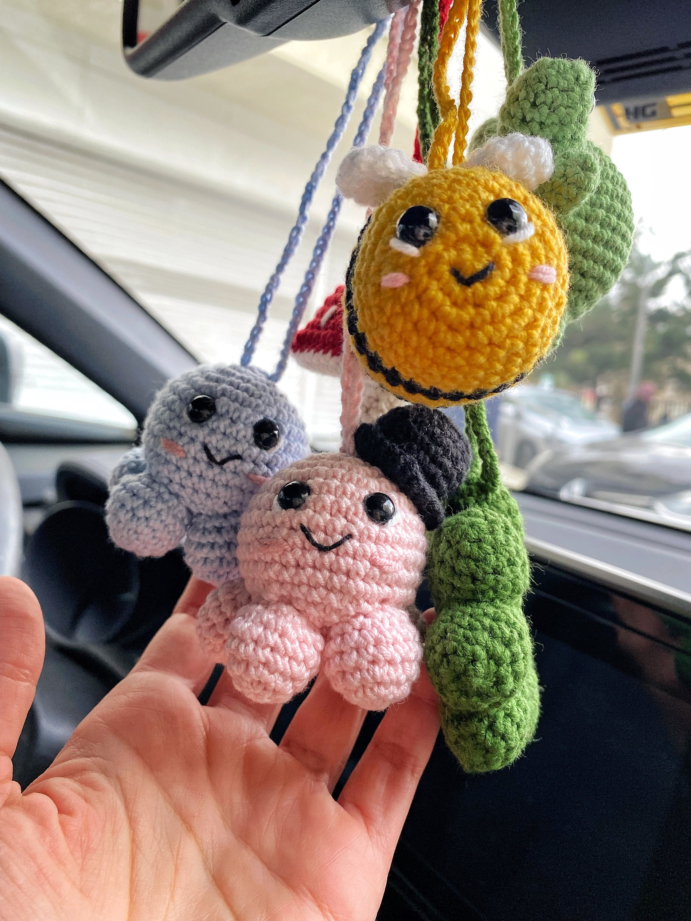 Amigurumi Cute Small Capybara and Orange Car Rear View Mirror Accessories  MADE TO ORDER