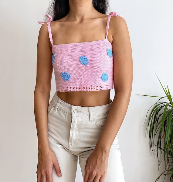 S fluffy tie tops cropped ピンク S fluffy tie tops cropped ピンク Pink Front Tie Cropped Bell