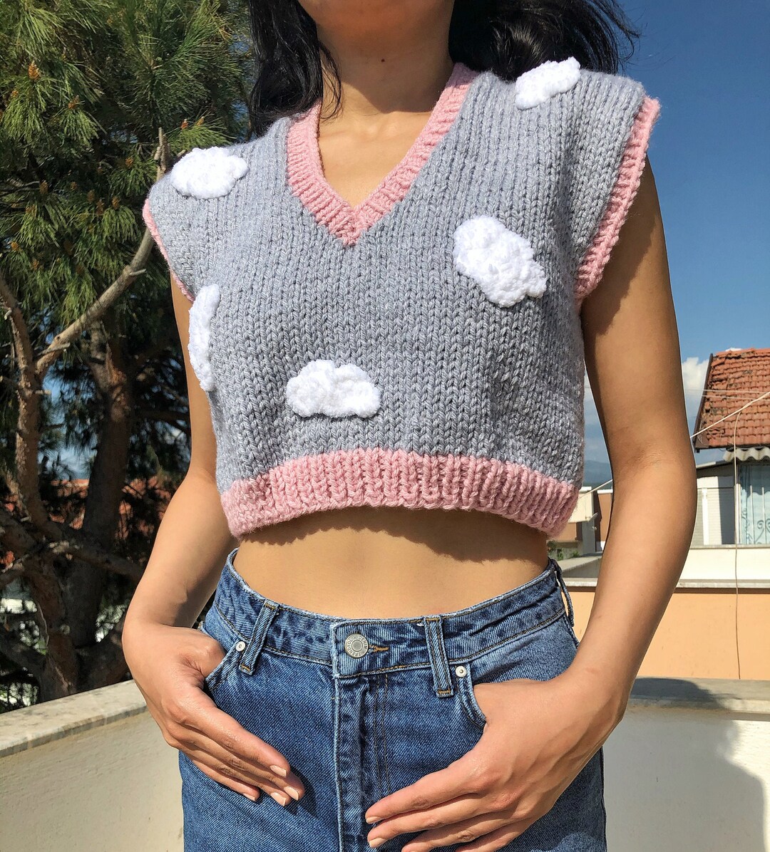 トップス MAYDI HAND KNITTED PULL VEST WITH FRING MAN-TLER13Z2KNITVESTSUNDEW-1.