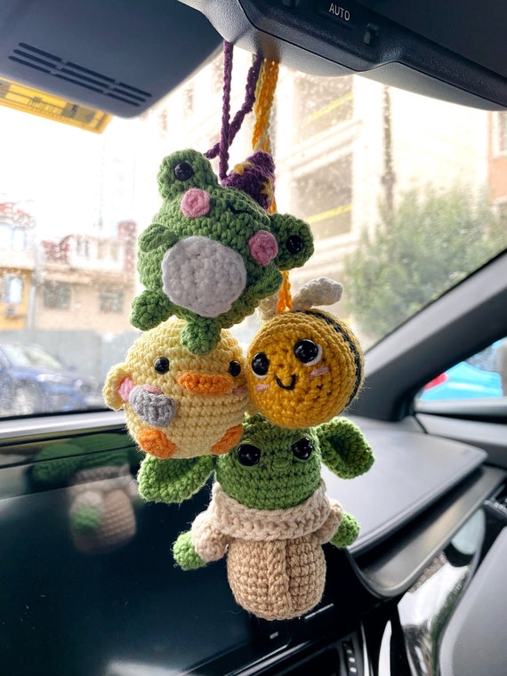 Buy Cute Car Mirror Hanging Accessories, Crochet Car Hanger, Cute Honey Bee  Accessories, Women Teen Frog Ornament, Boho Charm Decor Online in India 