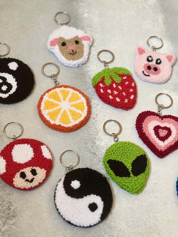 Handmade Tufted Keychain, Embroidered Initial Rug, Fun Magnets - Etsy