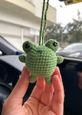 Handmade Crochet Cute Frog Car Mirror Charm,Amigurumi Car Accessory,New Car Gift,Car Mirror Hanging,Car Interior,Rear-View Mirror Pendant product logo