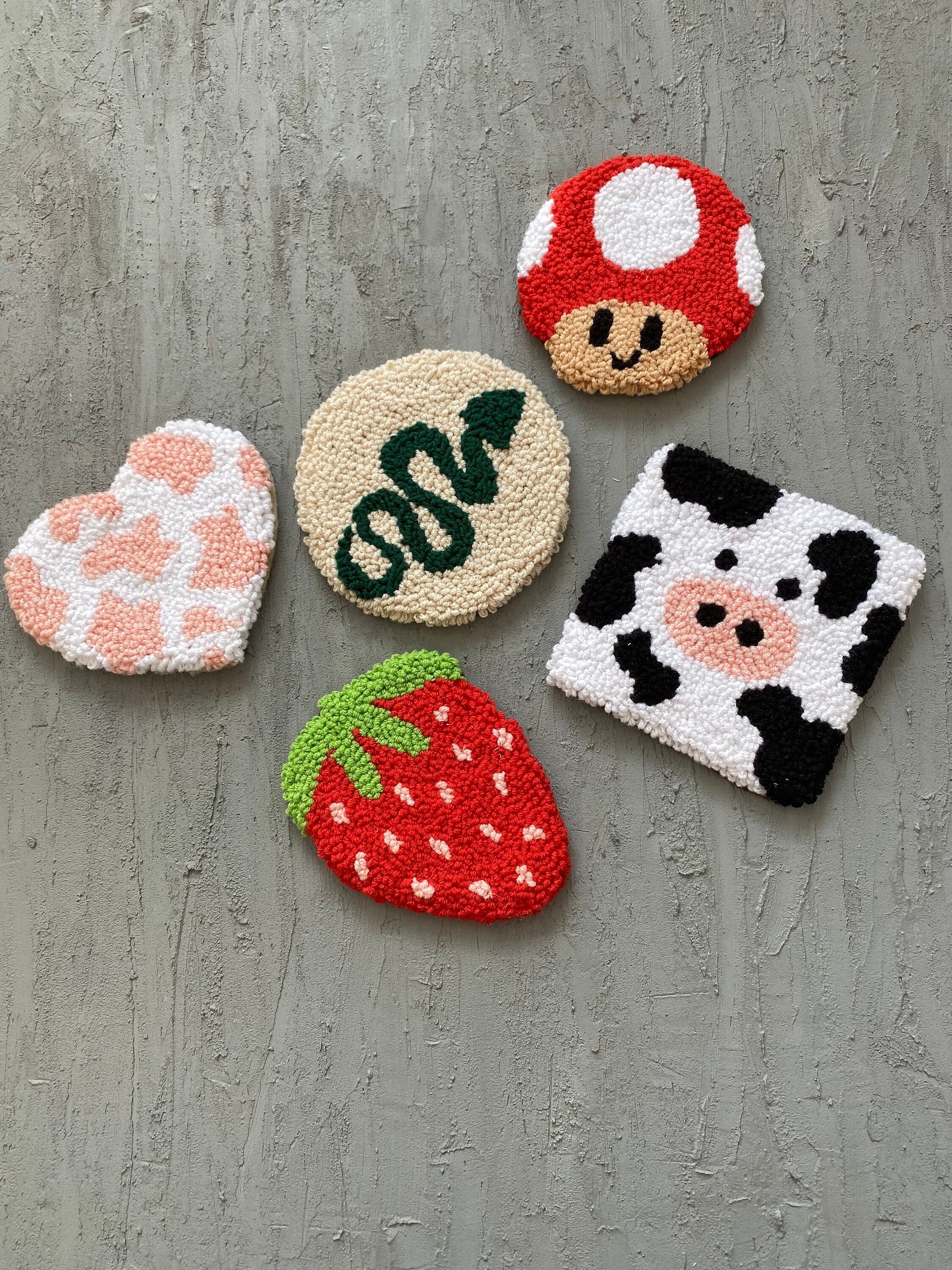 Customizable Hand Tufted Punch Needle Coaster,decorative Y2k Fun