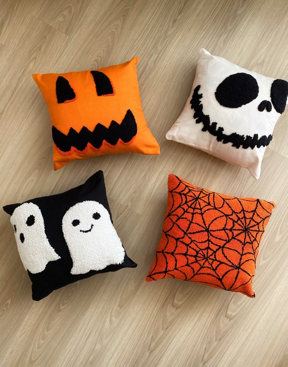 Halloween throw pillow cover, tufted accent pillow