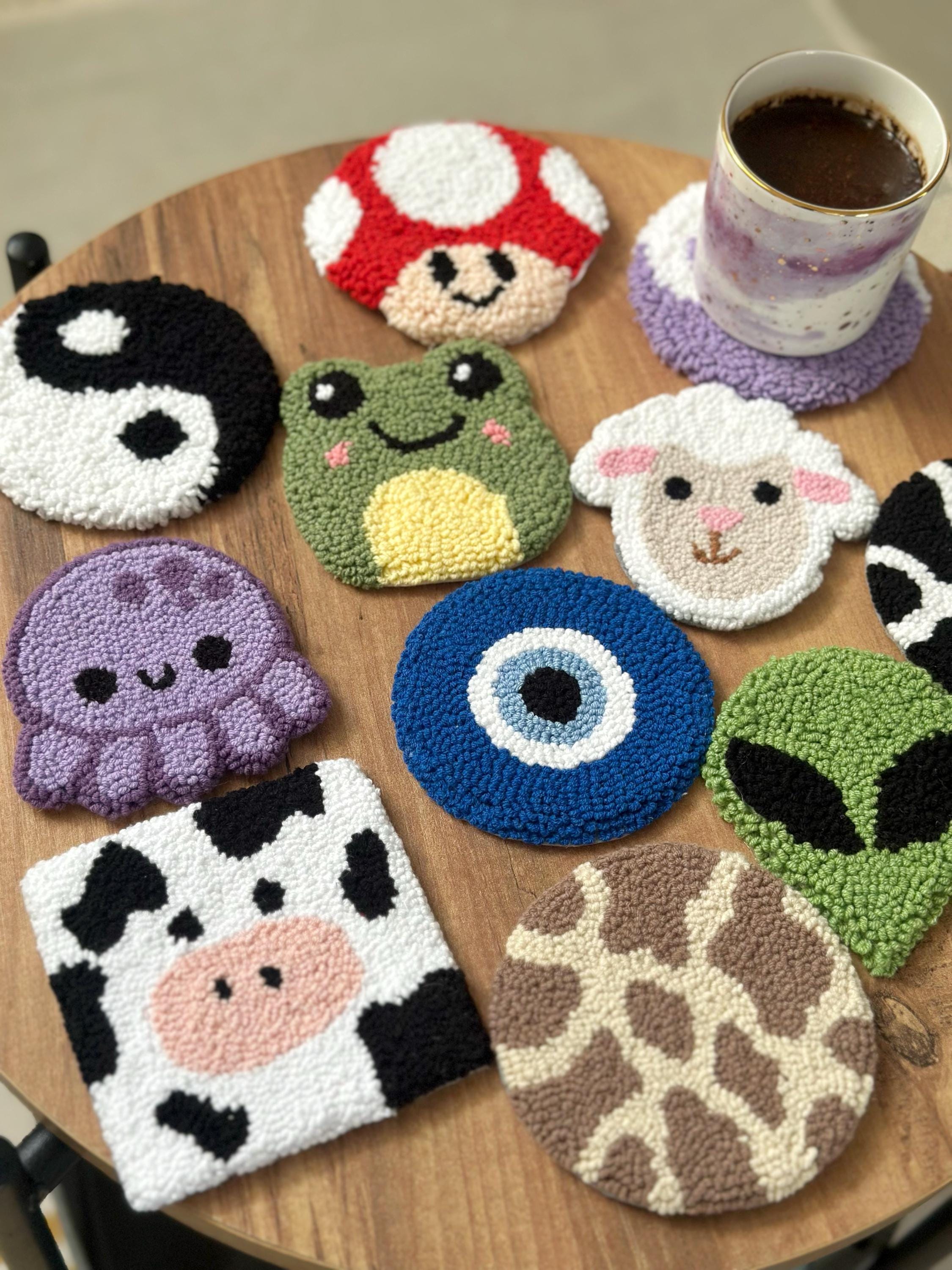 Table Rug Coasters Cute Coffee Table Coaster Set,punch Needle Mug Rugs,custom Tufted ...